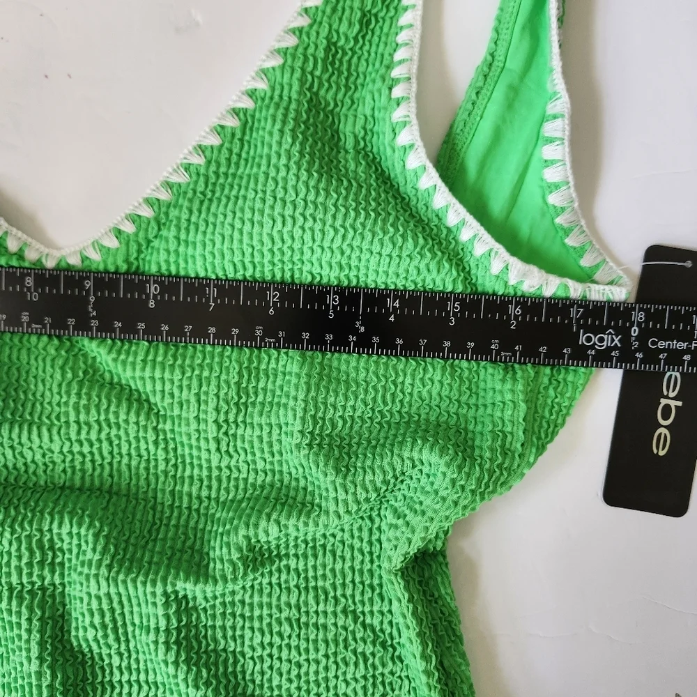 Bebe Texture Rib One Piece Swimsuit with White Trim NEW